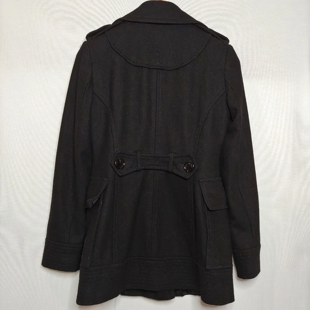 M60 Miss‎ Sixty Wool Blend Double Breasted Fitted Peacoat Black XS